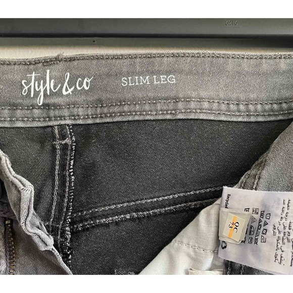 Style & Co Tummy Control High Rise Slim Leg Jeans 24W Grey - Picture 4 of 5